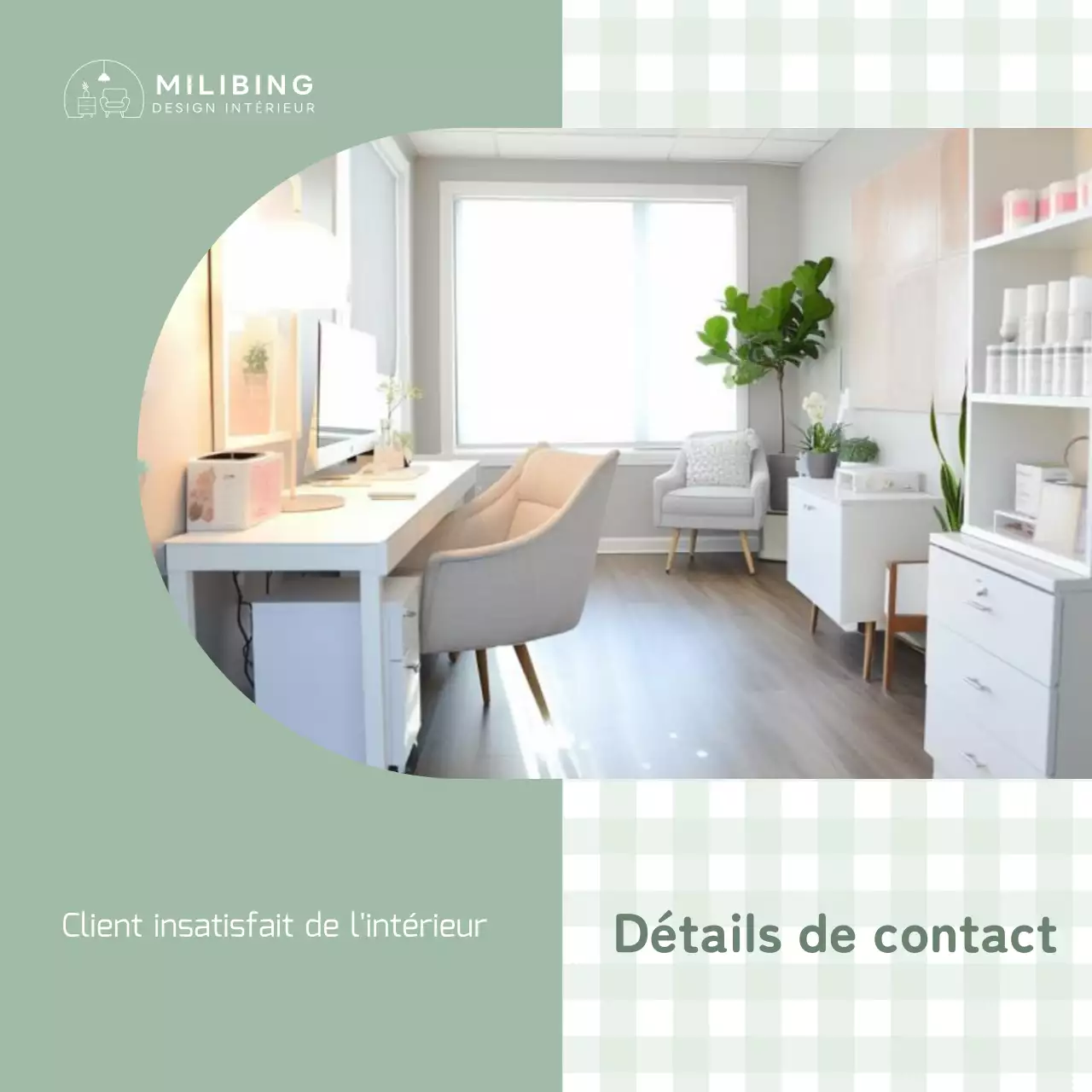 Annonce de révision de construction intérieure sur fond de menthe