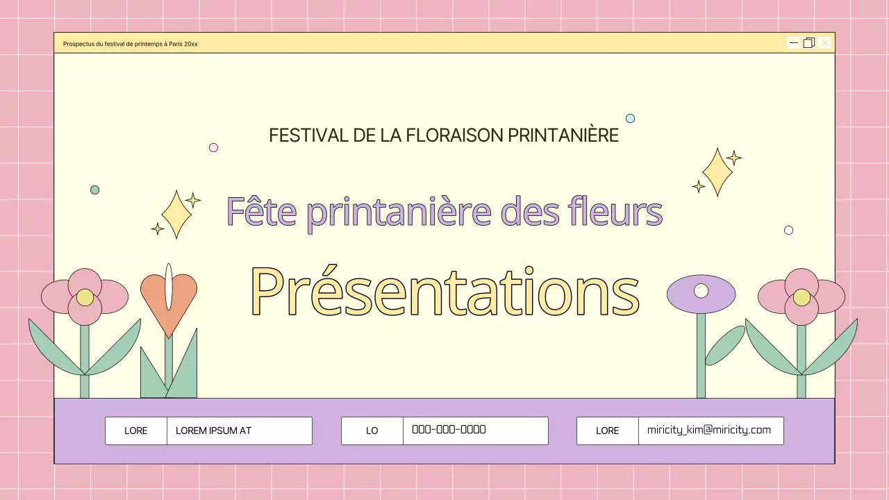 Un agenda kitsch pour les festivals de printemps, avec des fleurs roses et mauves