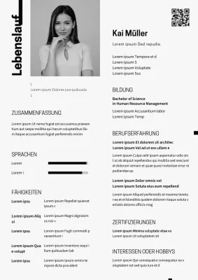 Grau Minimal Human Resource Manager Lebenslauf