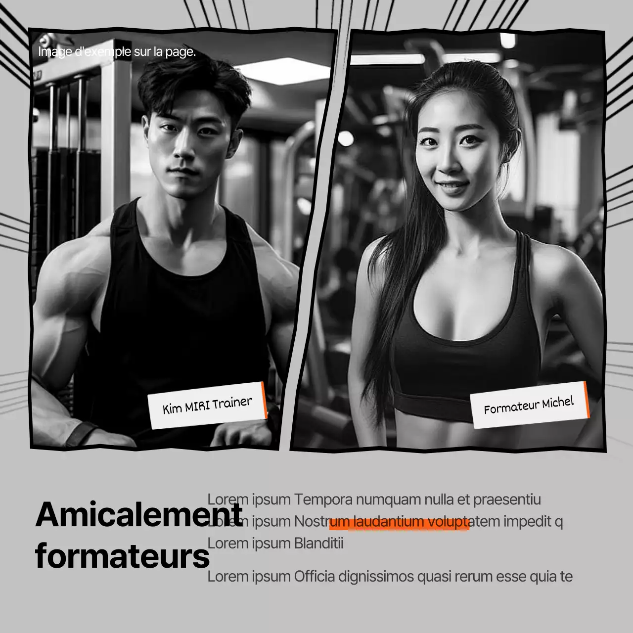 Promotion de la salle de sport orange et grise