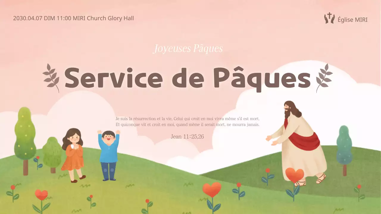 Annonces simples de Pâques en rose et vert