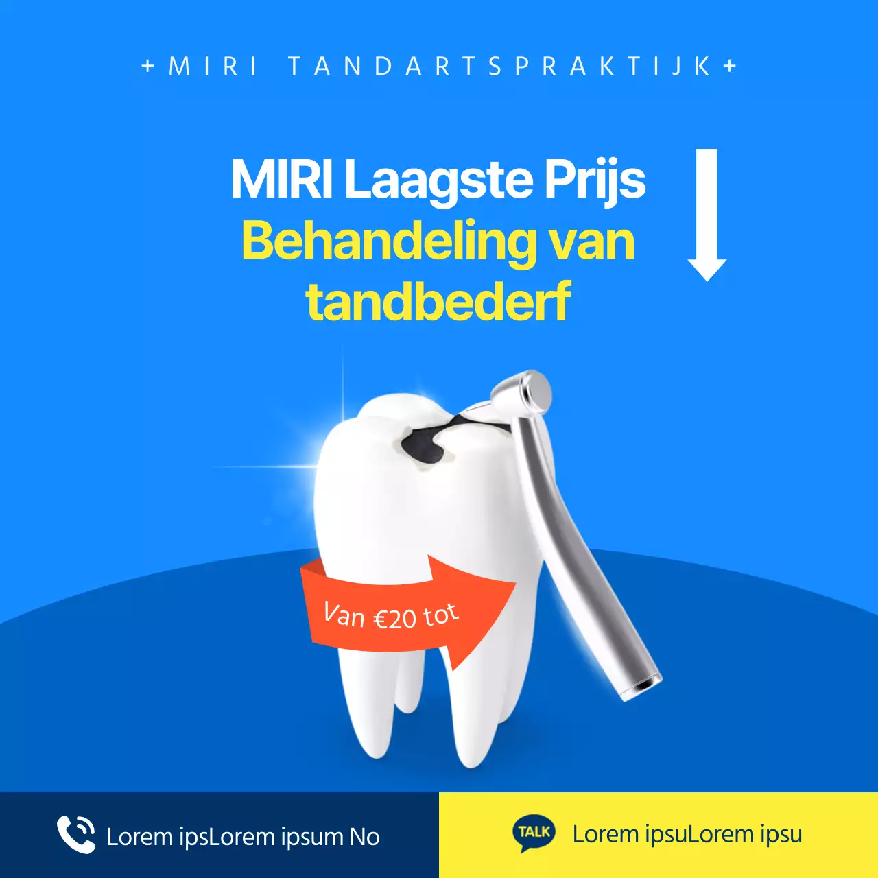 Blauw en geel eenvoudige tandheelkundige holte behandeling laagste prijs advertentie