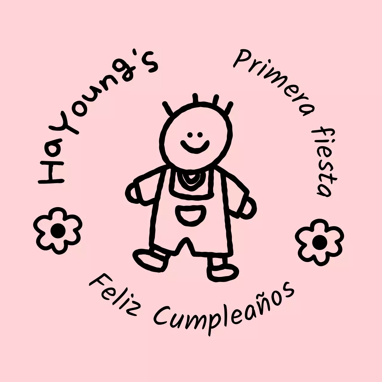 Diseño de primer cumpleaños con ilustración infantil
