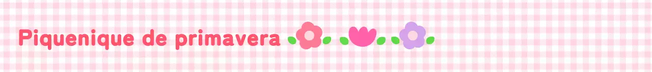 Um bonito festival de piquenique de primavera com um padrão axadrezado cor-de-rosa e ilustrações florais