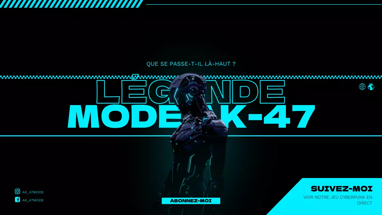 Une collection de contenus de chaînes de jeux cyberpunk en néon et noir