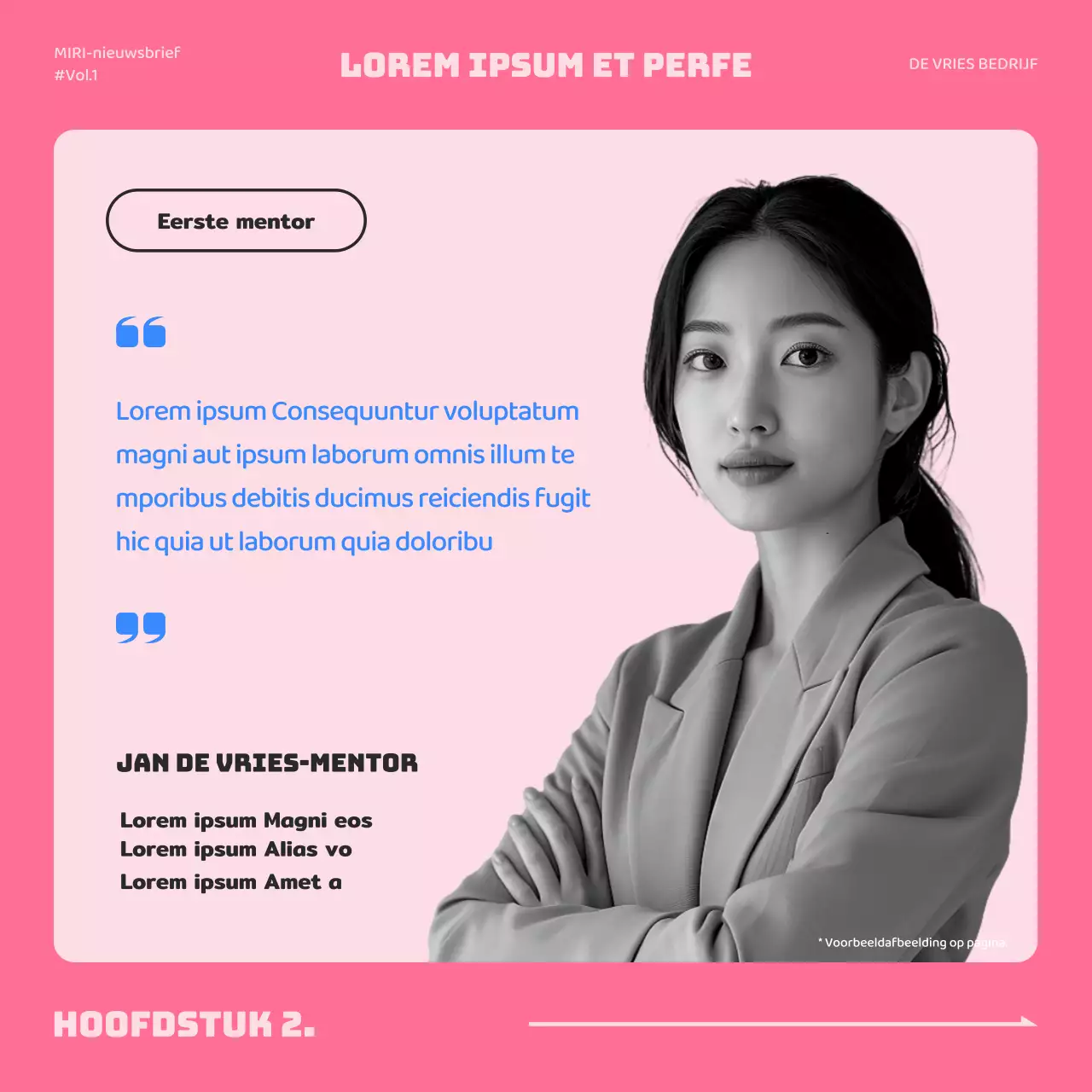 Een eenvoudige roze en blauwe sollicitatiebrief