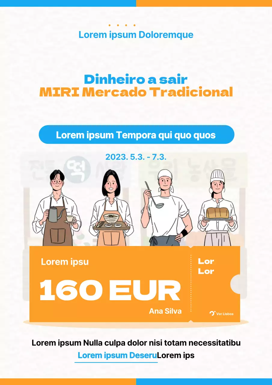 Campanha de revitalização dos mercados locais em amarelo e azul claro