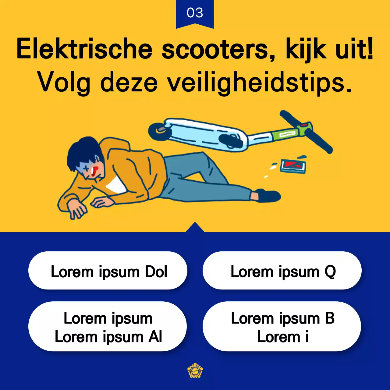 Promoot een trendy politienieuwsbrief in geel en marineblauw