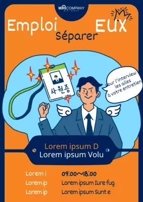 Promotion de l'aide à l'orientation pour l'emploi dans le secteur public avec une illustration d'une personne en orange et bleu marine.