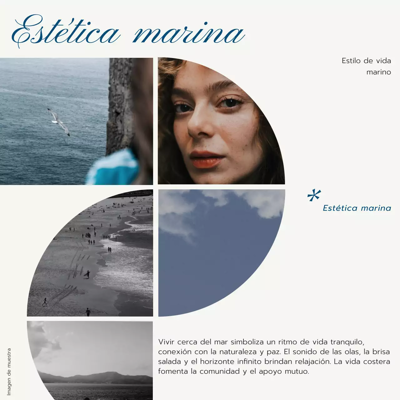 Promoción de un blog de estilo de vida de lujo en azul y gris