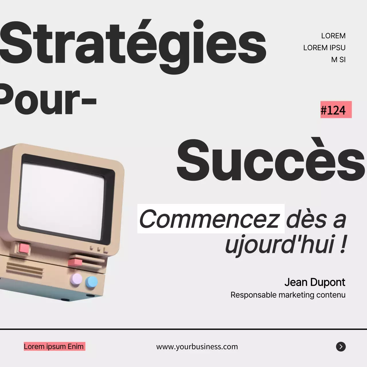 Grey Retro Bold Business Strategy Tips Instagram Carousel Post