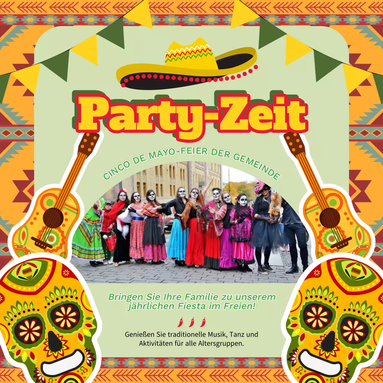 Gelbe und grüne Pop Cinch de Mayo Einladung