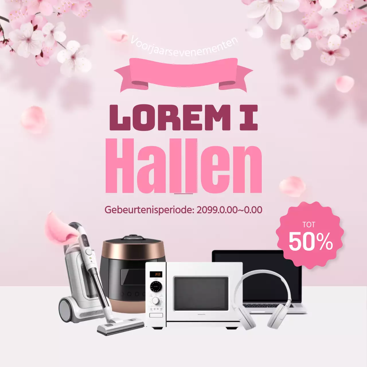 Moderne lenteverkoopadvertentie voor elektronica in roze en lavendel