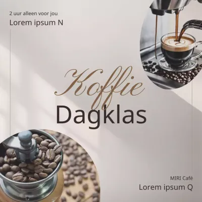 Promoot een eendaagse cursus moderne koffie in ivoor en bruin