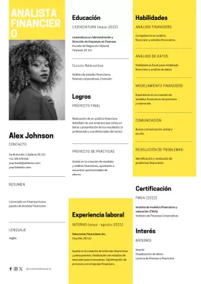 Yellow Simple Financial Analyst Resume