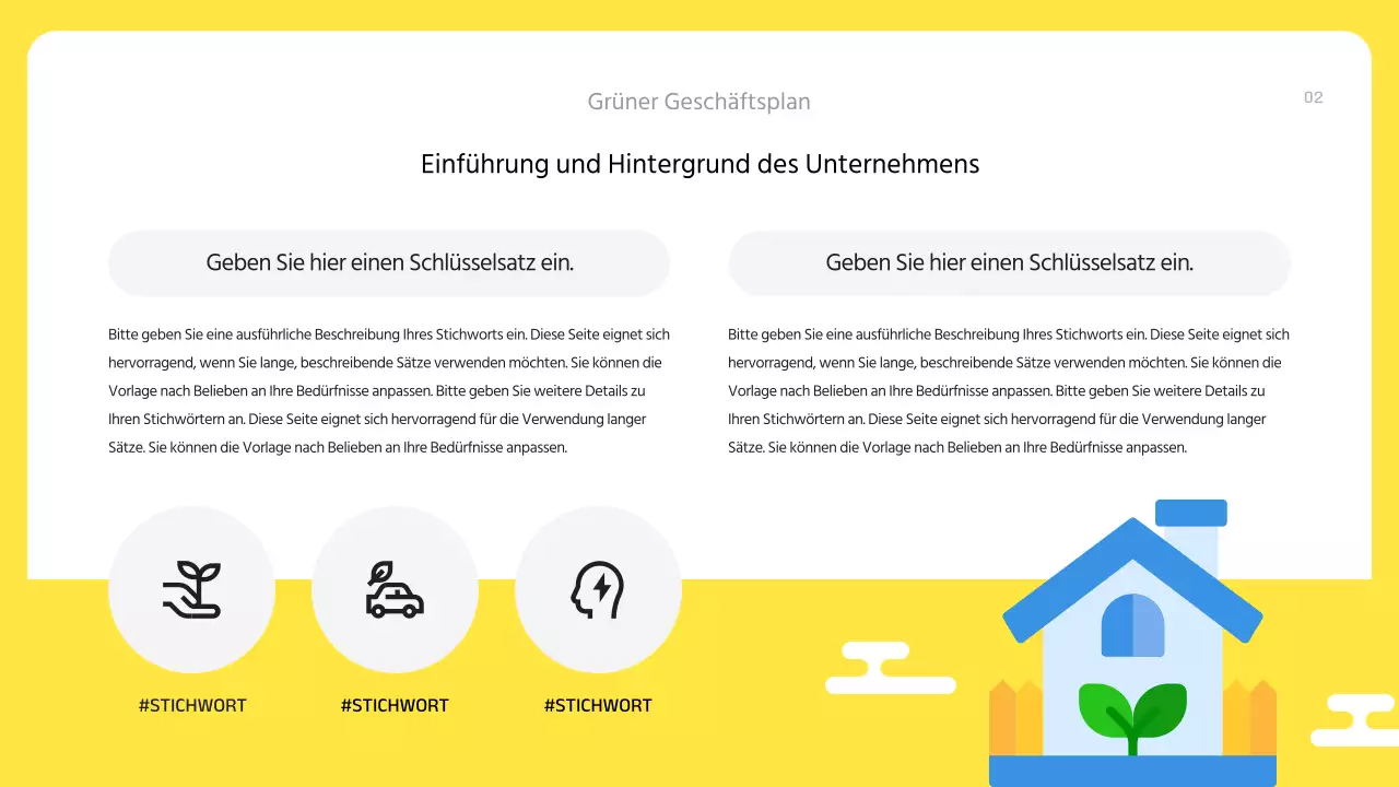 Ein moderner, grüner und gelber ESG-Geschäftsplan