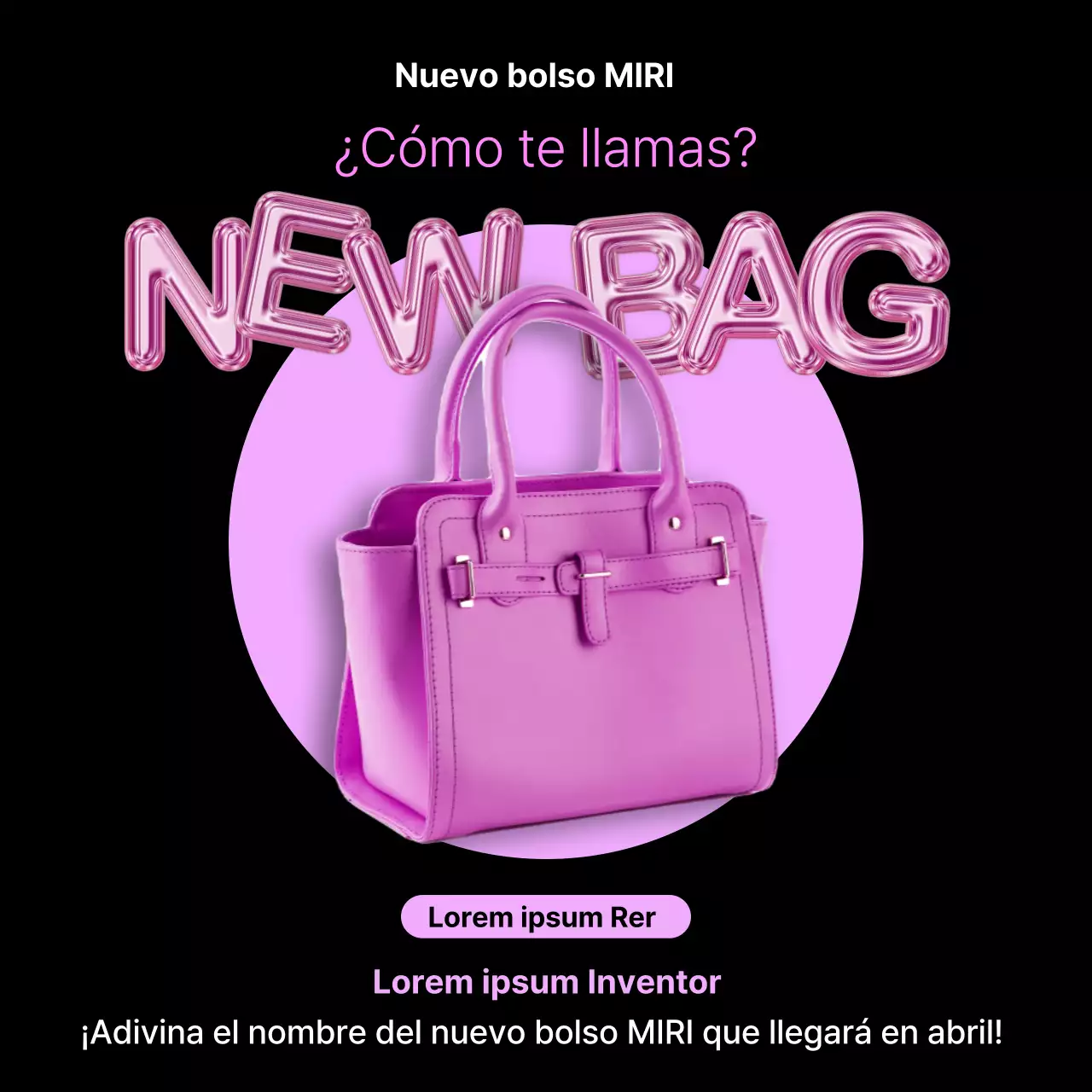 Promocione un evento kitsch de lanzamiento de un nuevo producto en negro y rosa