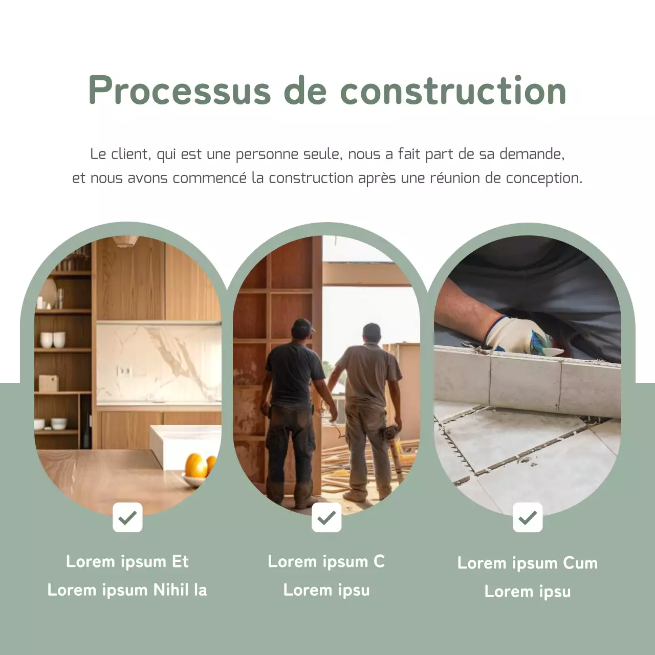 Annonce de révision de construction intérieure sur fond de menthe