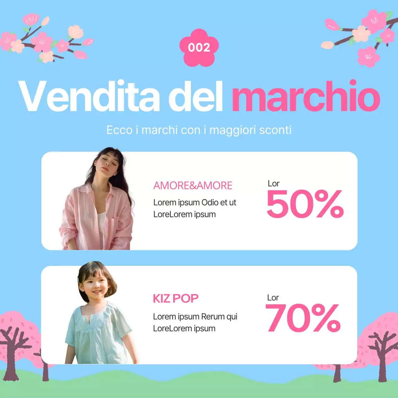 Promuovere una bella vendita primaverile in azzurro e rosa