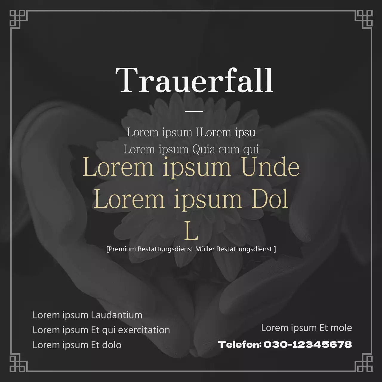 Traditionelle Beerdigung in Schwarz-Weiß und Schwarz Werben Sie für Ihr Bestattungsunternehmen