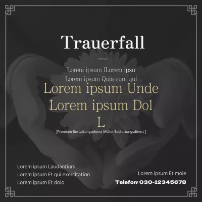 Traditionelle Beerdigung in Schwarz-Weiß und Schwarz Werben Sie für Ihr Bestattungsunternehmen