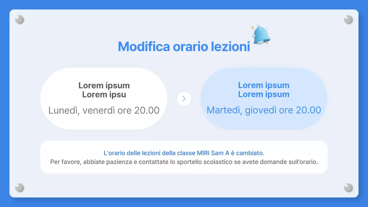 Un semplice avviso scolastico blu e bianco