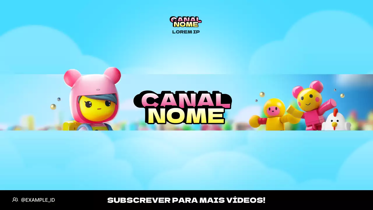 Capa para canal de jogos cor-de-rosa e amarela