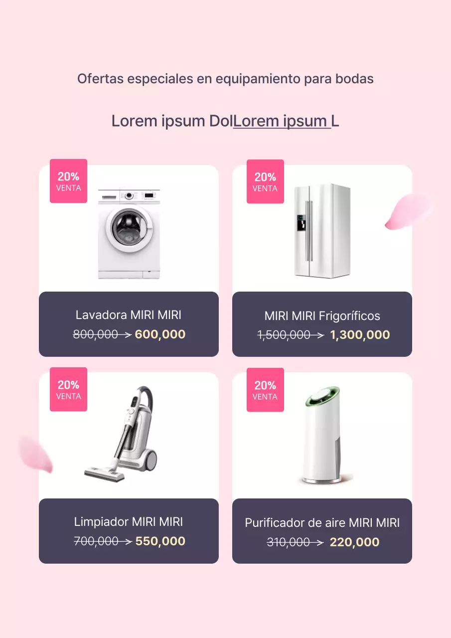 Promueva una sencilla venta de electrodomésticos rosa de primavera