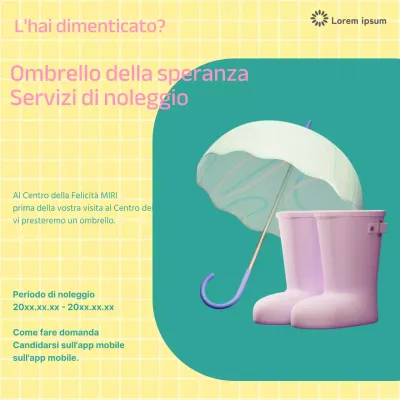 Promuovere un simpatico servizio di noleggio ombrelli gialli e rosa