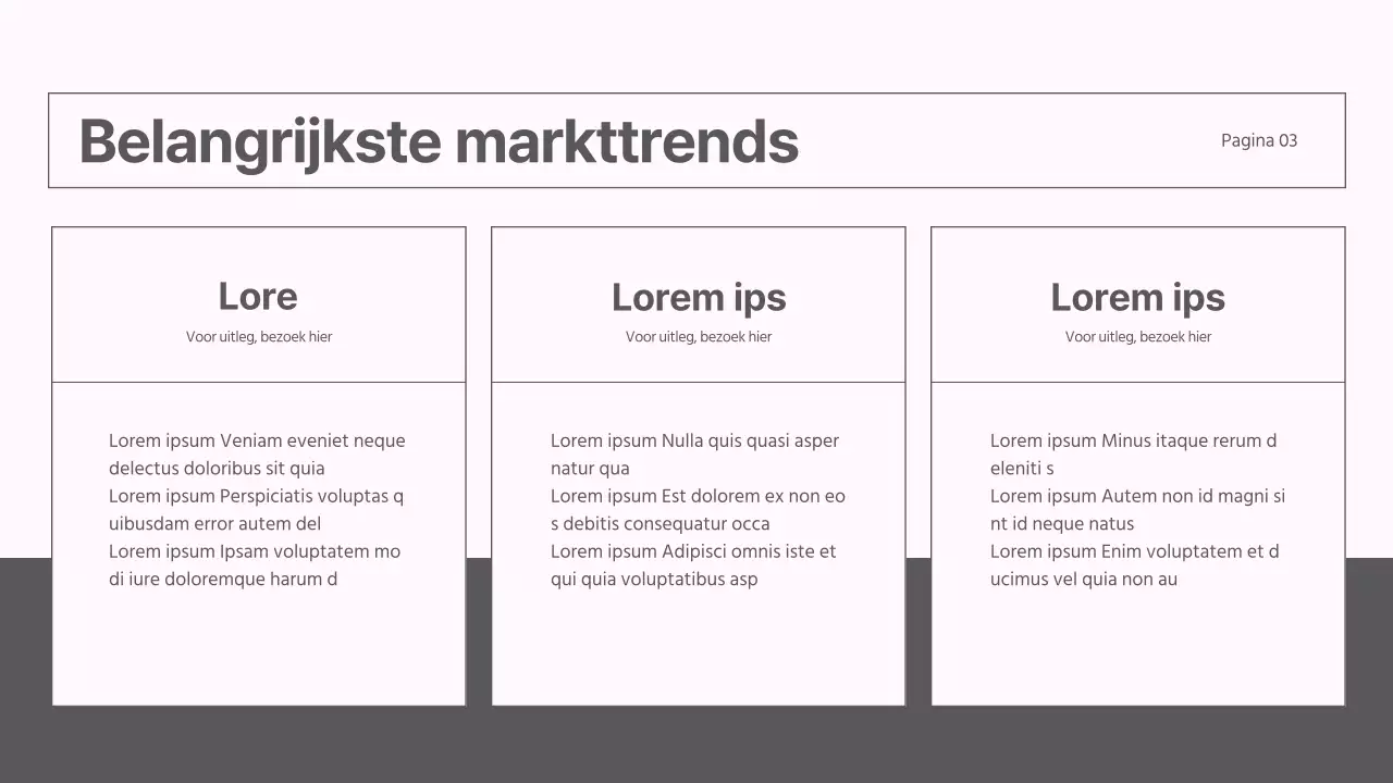 Een modern marktstrategierapport in grijs en roze
