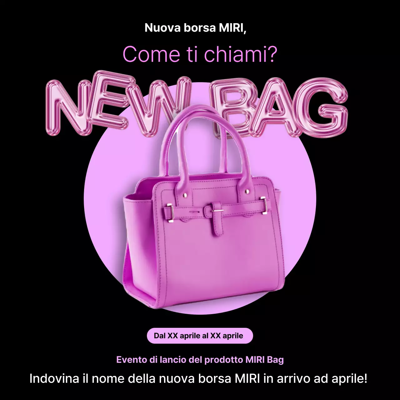 Promuovere un evento di lancio di un nuovo prodotto kitsch in nero e rosa