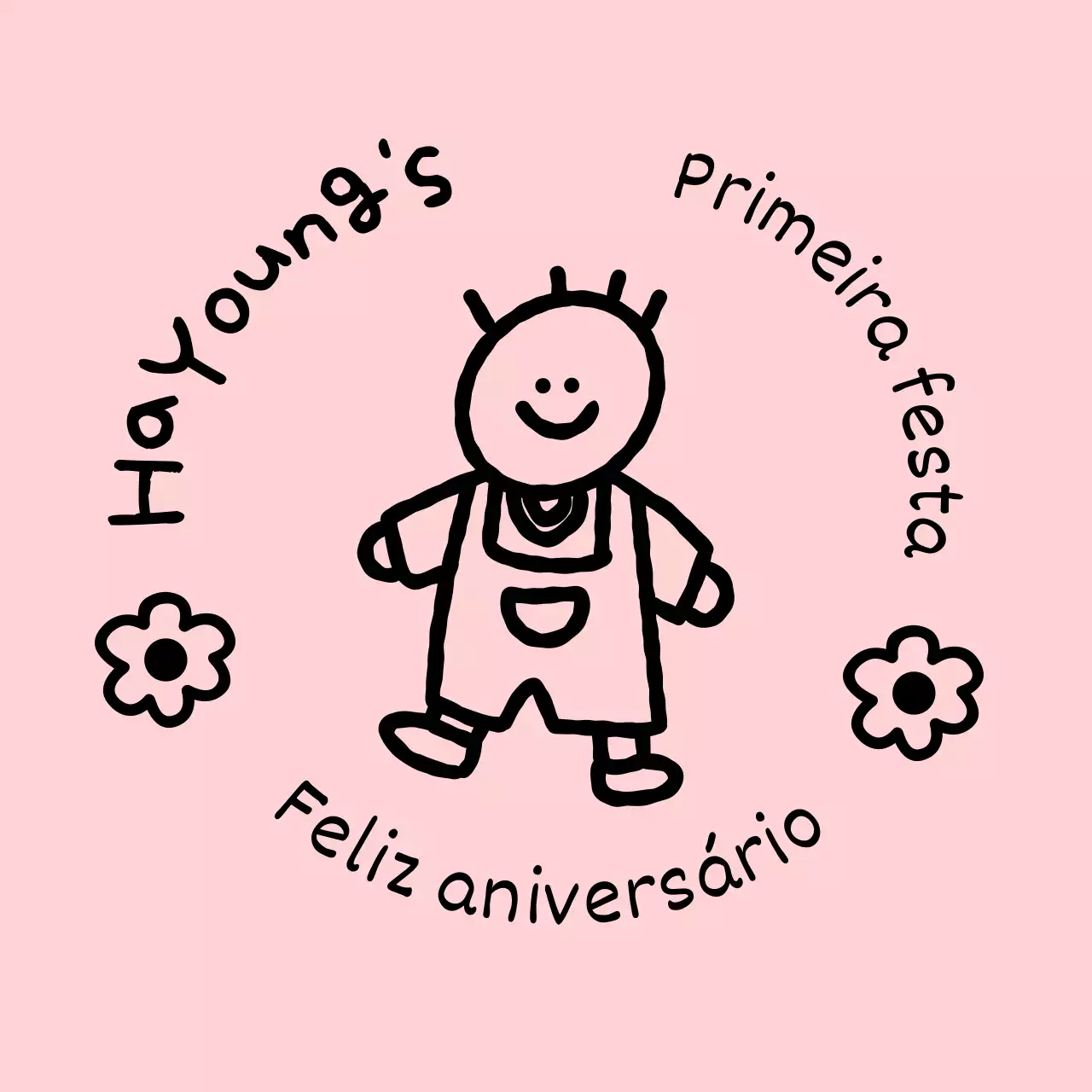 Desenho do primeiro aniversário com ilustração de uma criança