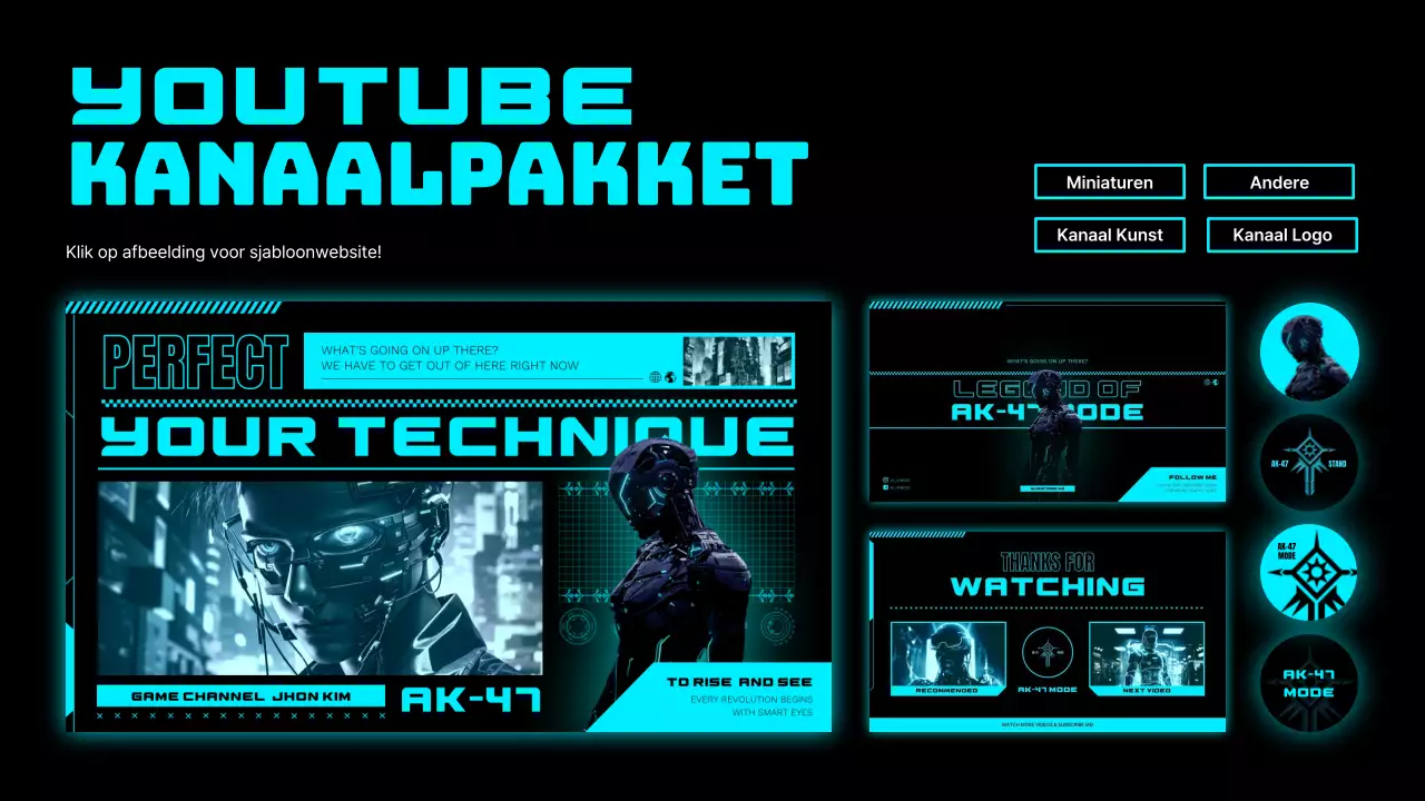 Een verzameling cyberpunk gamekanalen in neon en zwart