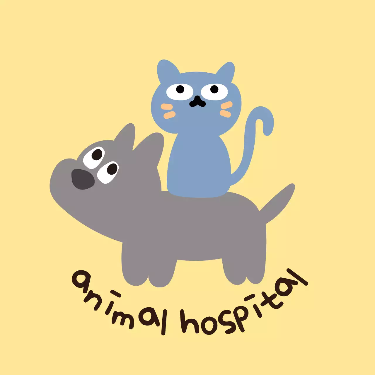 Cute and cuddly veterinary clinic with dog and cat illustrations