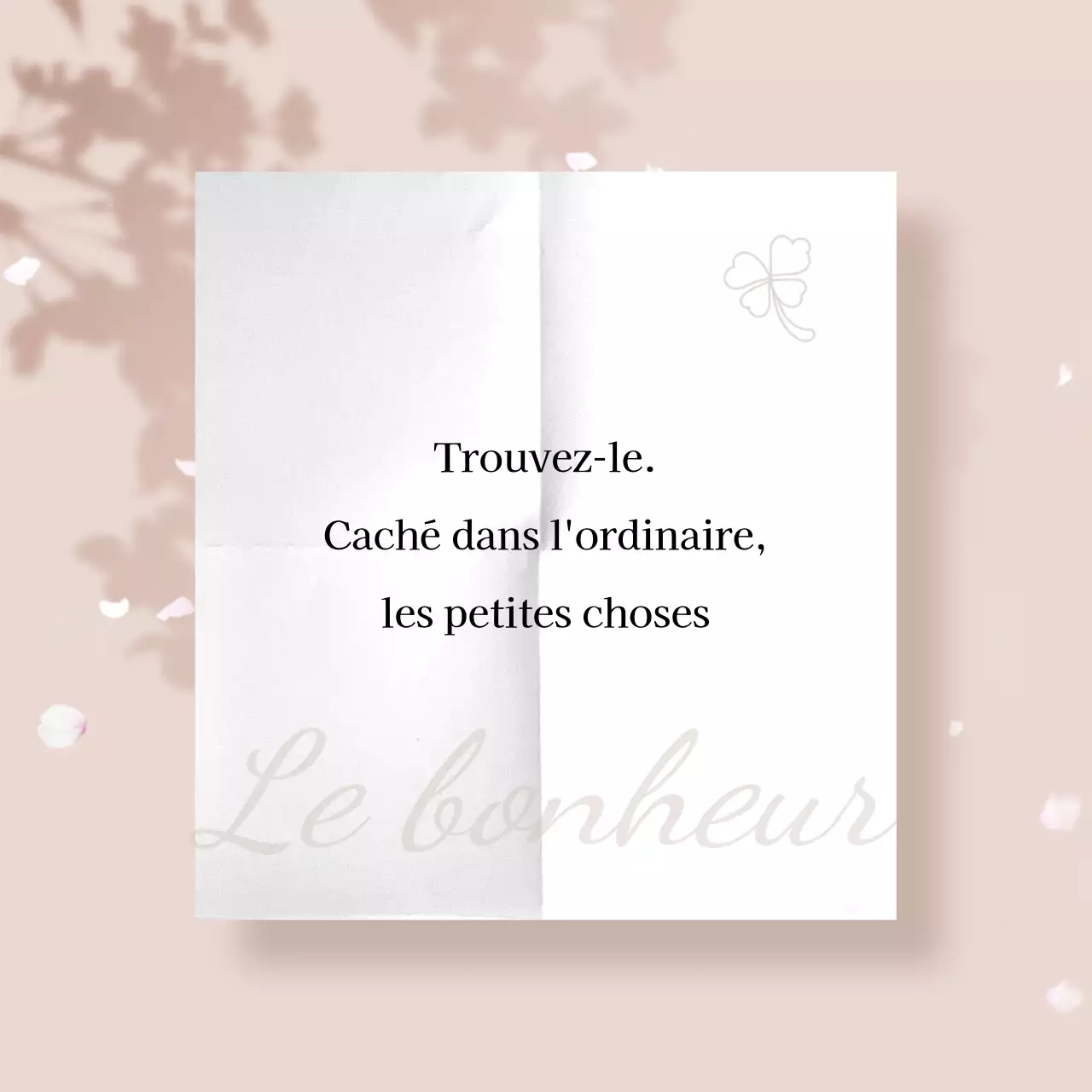 Un simple faire-part rose et blanc avec un texte sentimental