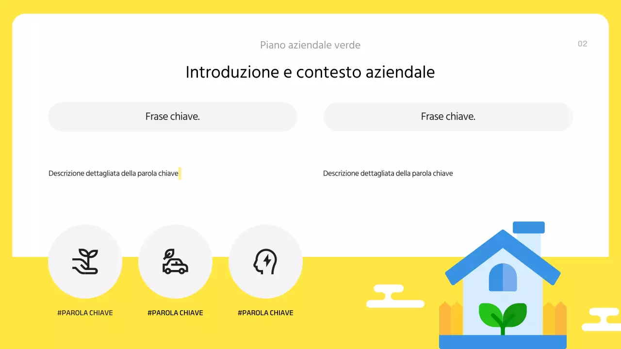 Un moderno piano aziendale ESG in giallo e verde