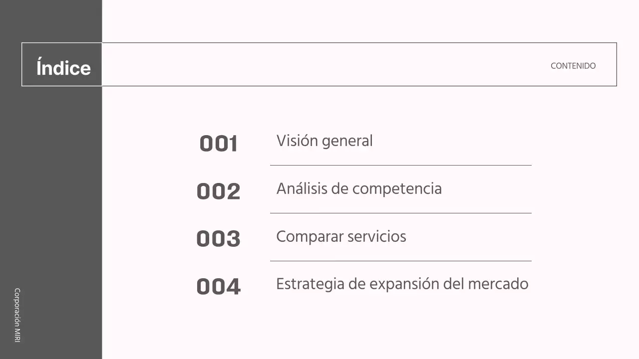 Un moderno informe de estrategia de mercado en gris y rosa