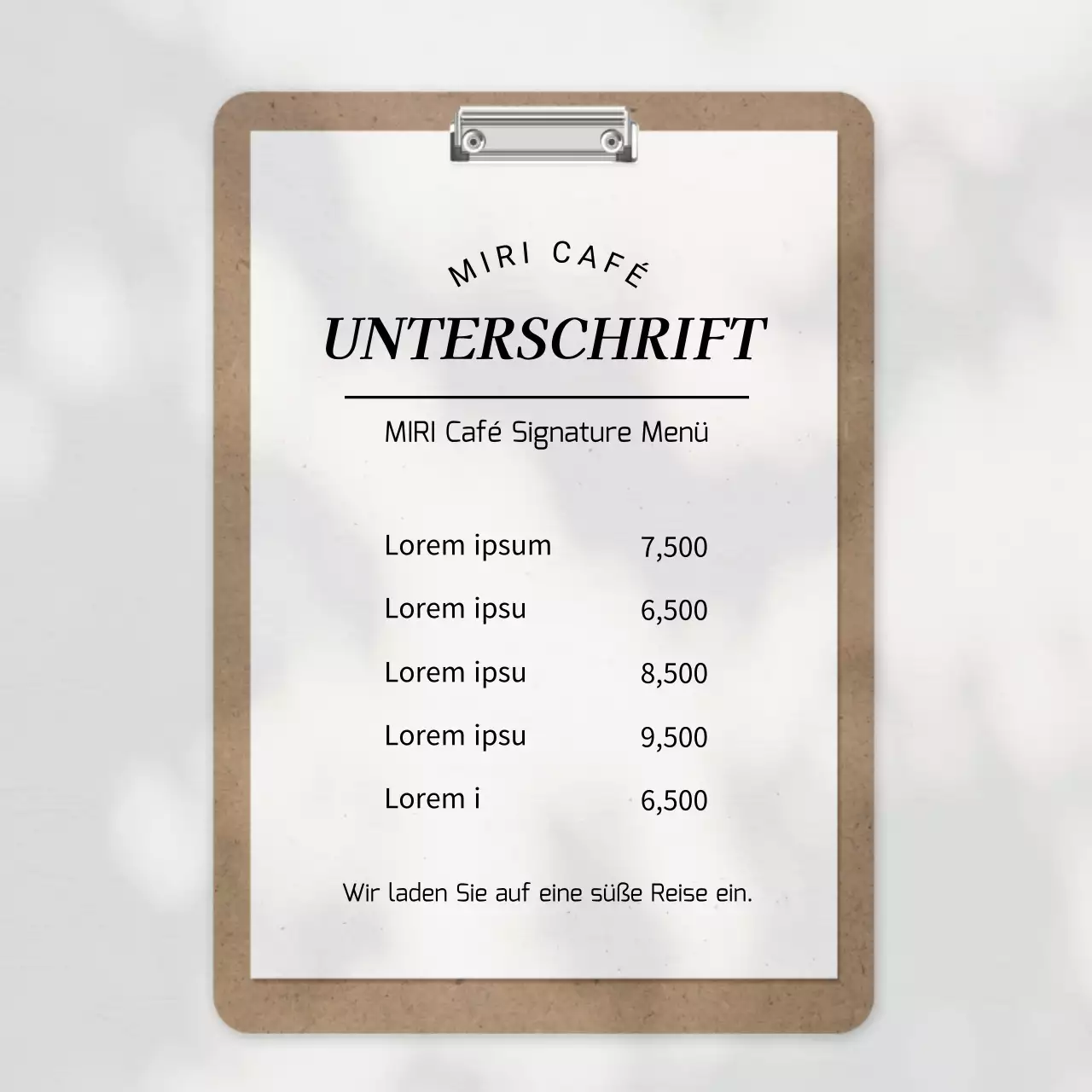 Einfache beige-weiße Café-Menü-Ankündigung