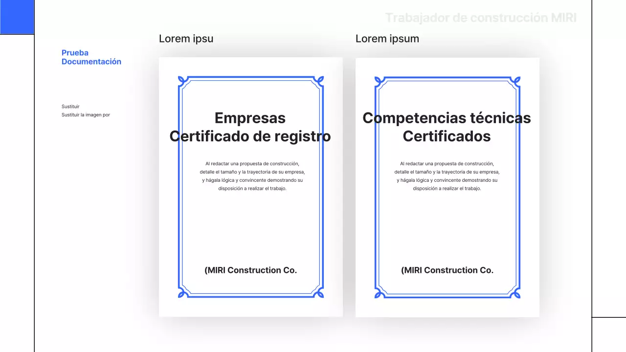 Un informe sencillo, azul y básico de facturación de la construcción