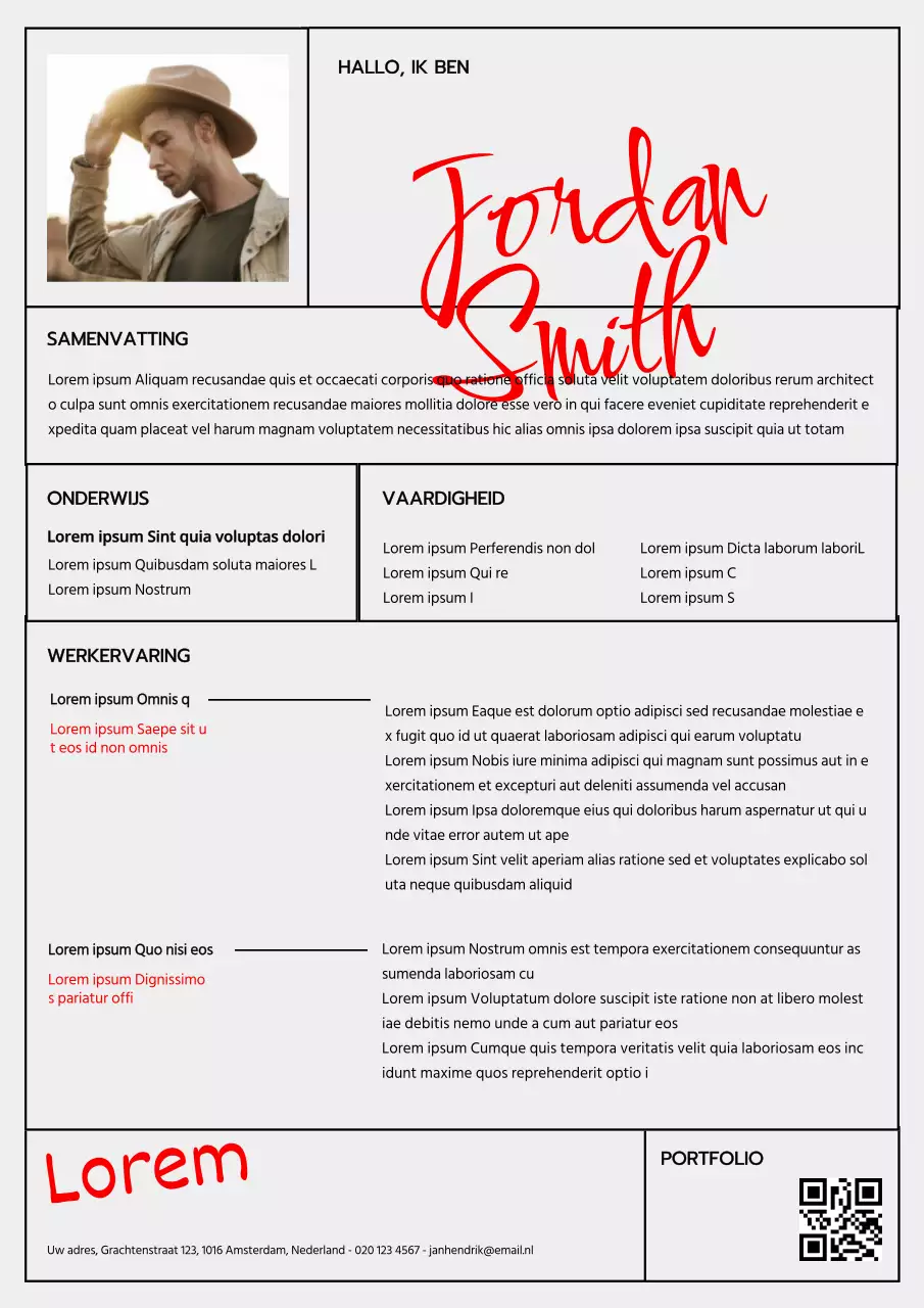 Grijs Rood Minimalistisch Schoon C.V.