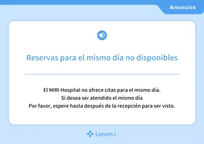Anuncio hospitalario minimalista en azul claro