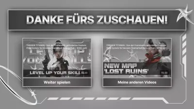 Silbernes und weißes Sci-Fi-Gaming-Video-Outro-Cover