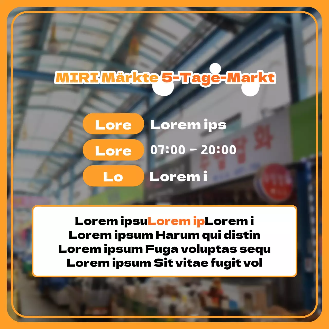 Förderung des einfachen Orange und Gelb der traditionellen Märkte