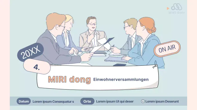 Werbung für einen Livestream der Bürgerversammlung mit einem trendigen himmelblauen und rosa Farbschema