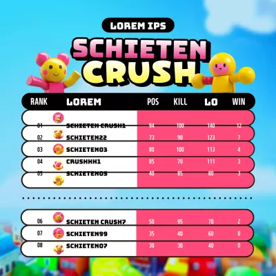 Over het roze en gele knuffelspel klassement