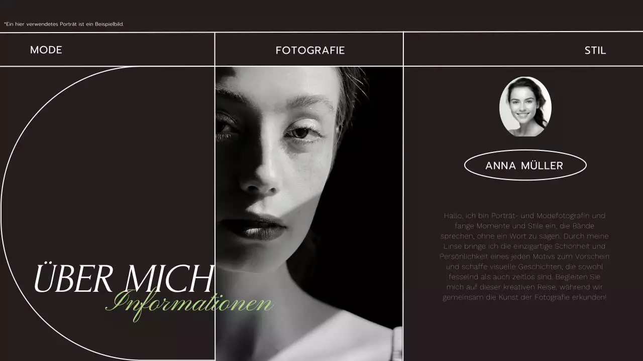 Schwarz Kalk und Weiß Modern Elegant Trend Geometrisch Fotografen Dienstleistungen Einführung des Unternehmens