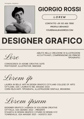 Beige e nero Moderno curriculum di progettazione grafica Introduzione