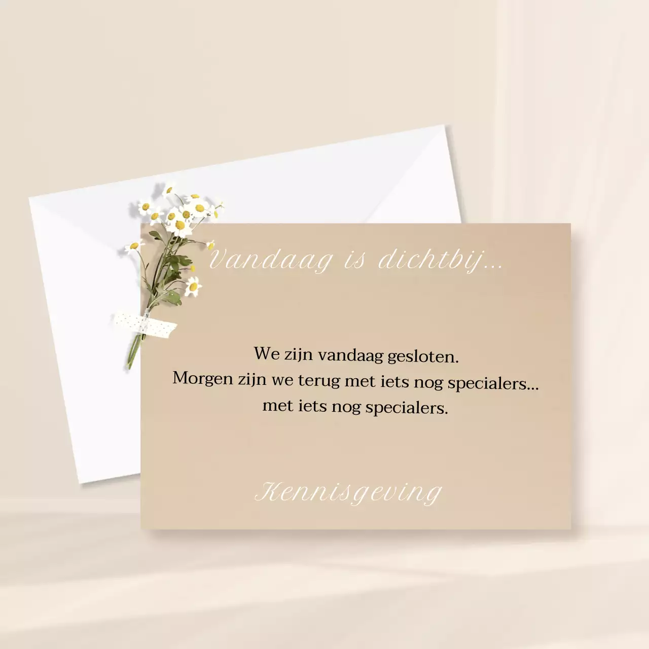 Een eenvoudige beige en witte cafésluiting