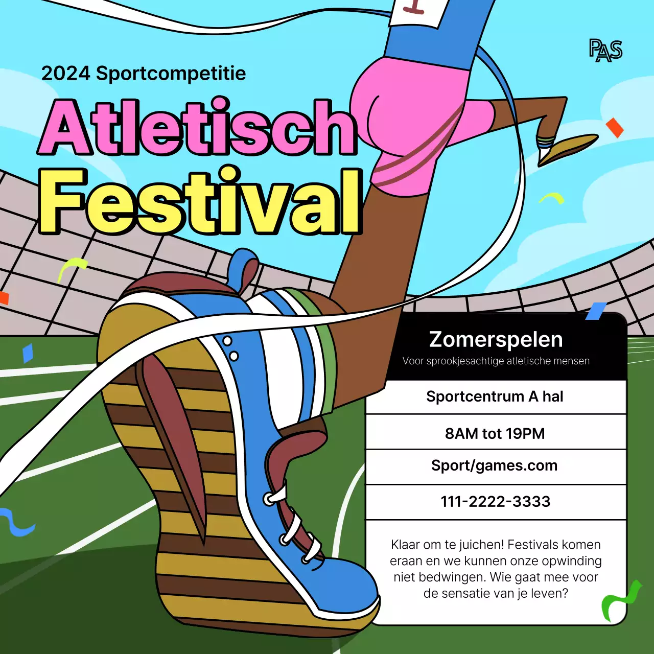 Promoot het Wereldbewegingsfestival met een knal groen en bruin