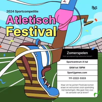 Promoot het Wereldbewegingsfestival met een knal groen en bruin